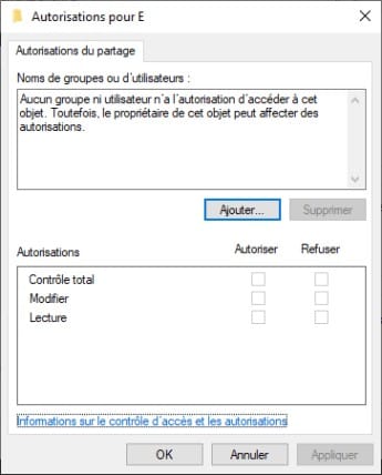 Protection écriture clé USB - Autorisation