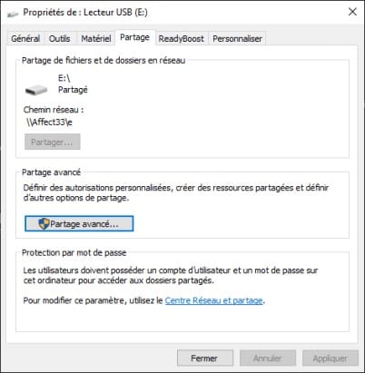 Propriétés USB