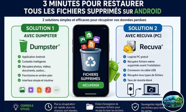 Restaurer fichiers supprimés Android - 2 méthodes rapides et efficaces