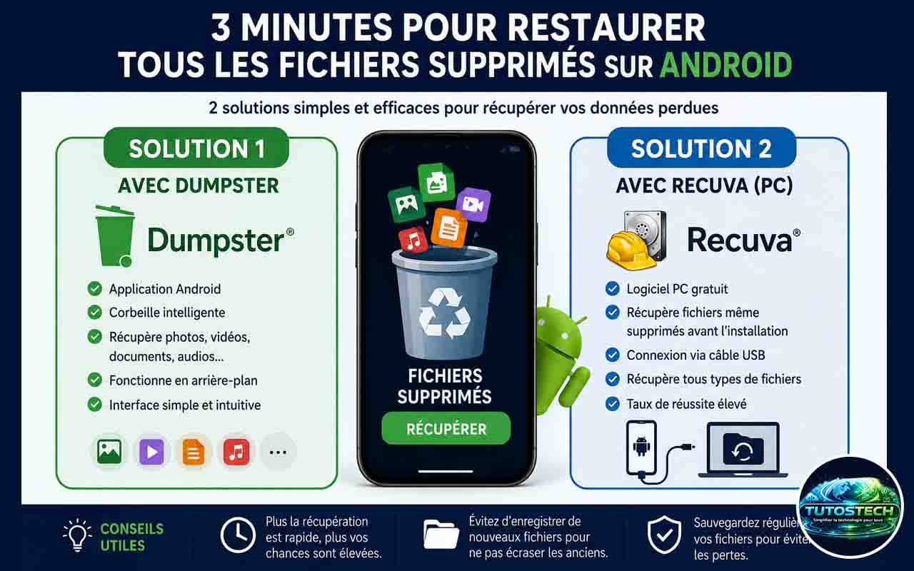 Restaurer fichiers supprimés Android - 2 méthodes rapides et efficaces
