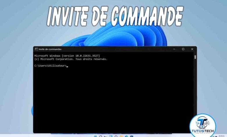 Fenêtre de l’invite de commande Windows (CMD) affichant l’interface du terminal sous Windows 11 avec une ligne de commande prête à recevoir des instructions.