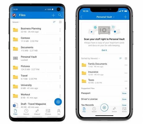 applications de stockage cloud OneDrive